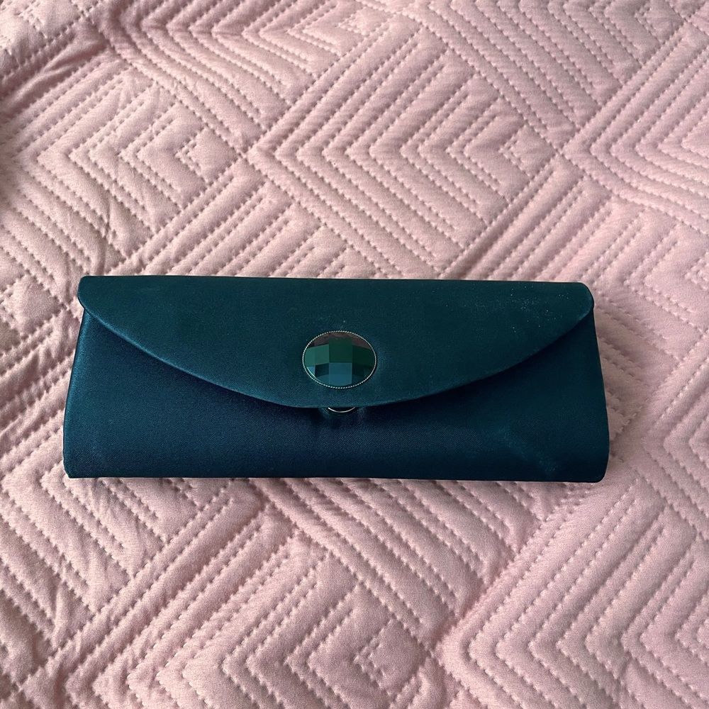 Black satin clutch